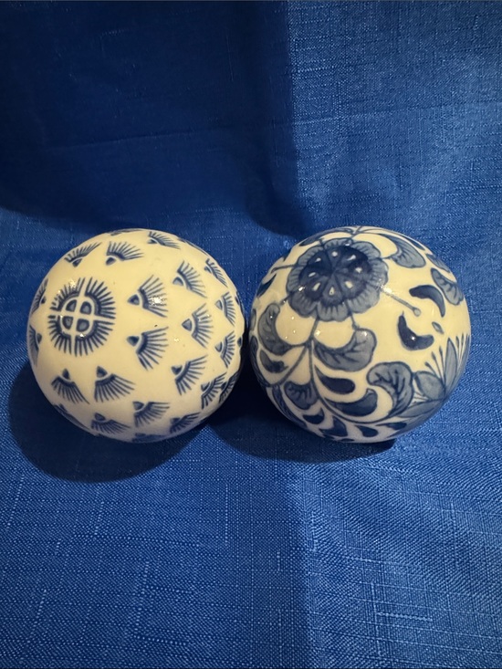 Other - Vintage Porcelain Decorative Balls / Carpet Balls - Sunburst & Scroll Motif - 3”